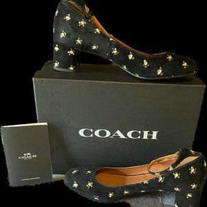 NWT COACH BLACK  FLORAL SUEDE SHOES. SIZE 10